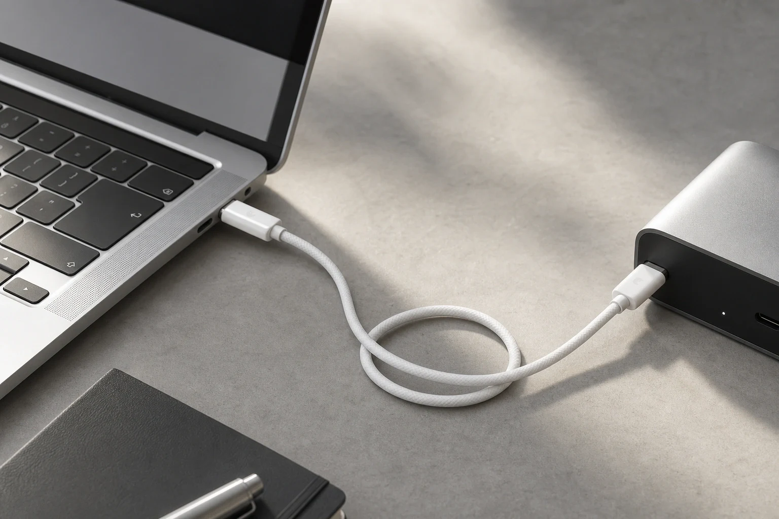 MAIXI C1 双 USB-C 圆形编织线连接笔记本与桌面扩展坞